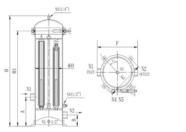 Chemical Cartridge Liquid Filter Housings 10 Inch For Wound Filter / Meltblown Filter